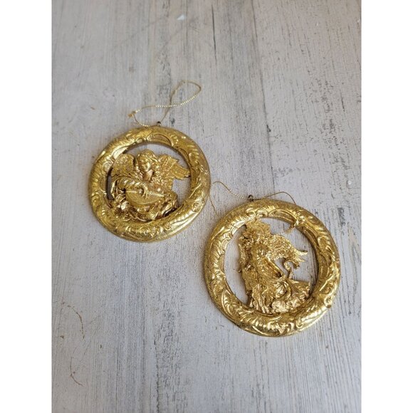 Golden Circle Angel cherub set ornament Xmas religious - Picture 1 of 5